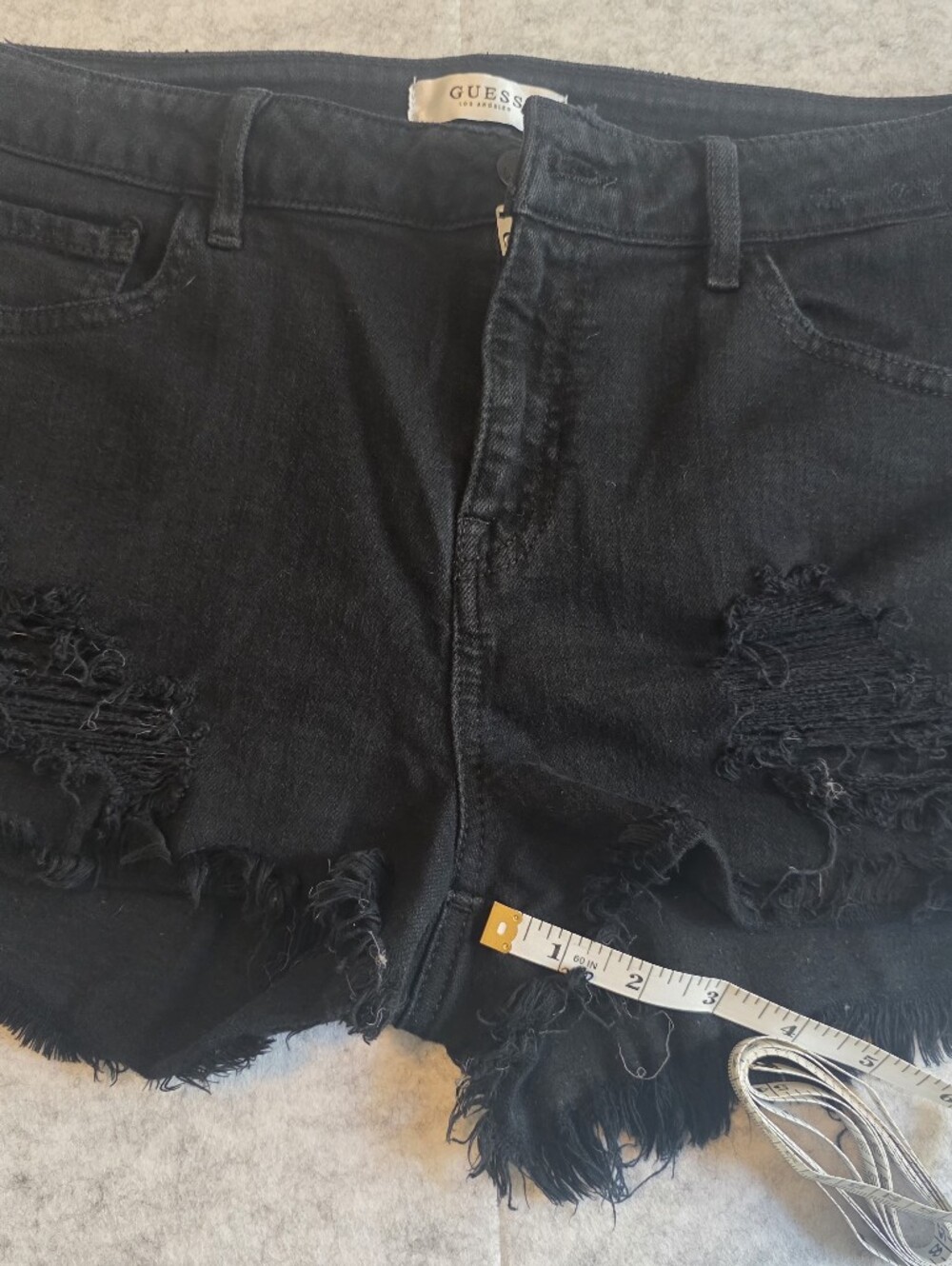 GUESS Black Ripped Denim Cutoff Shorts 31